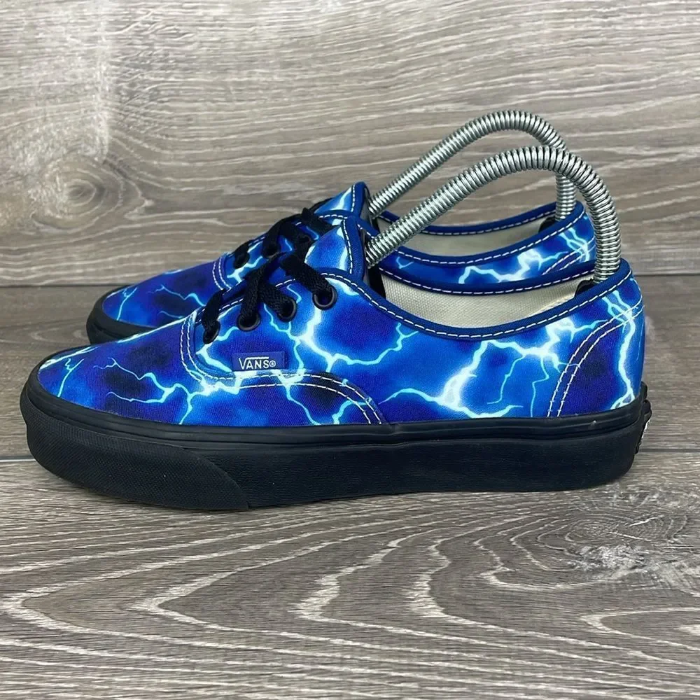 Vans Authentic Lightning Blue Black Canvas Women’s Sz 7 Low Top Lace Up Sneakers